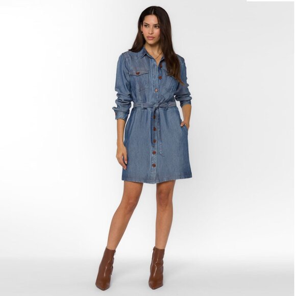 Velvet Heart Long Sleeve Denim Dress Vintage Blue Small - Picture 3 of 11